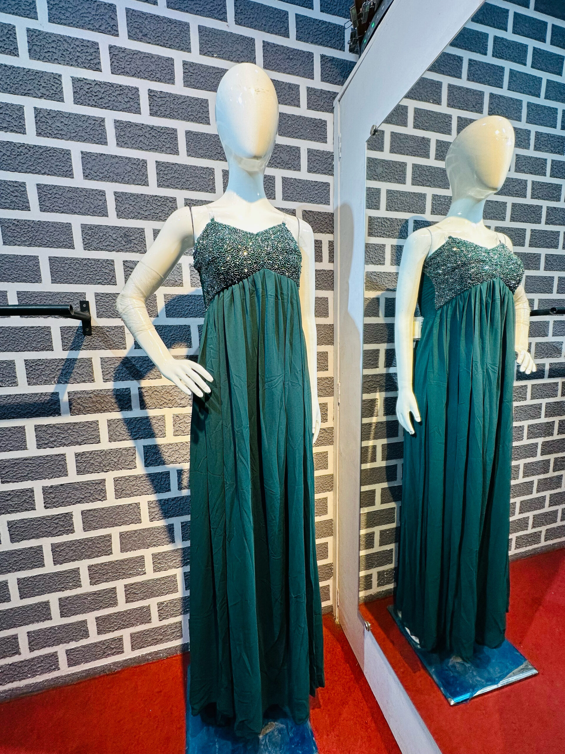 Green Spaghetti Partywear Gown